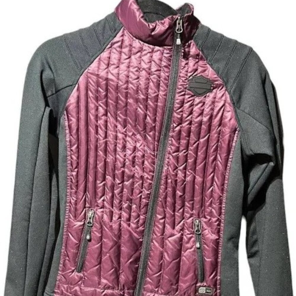 Harley Davidson Riding Gear Womans Puffer Coat Jacket Purple Black